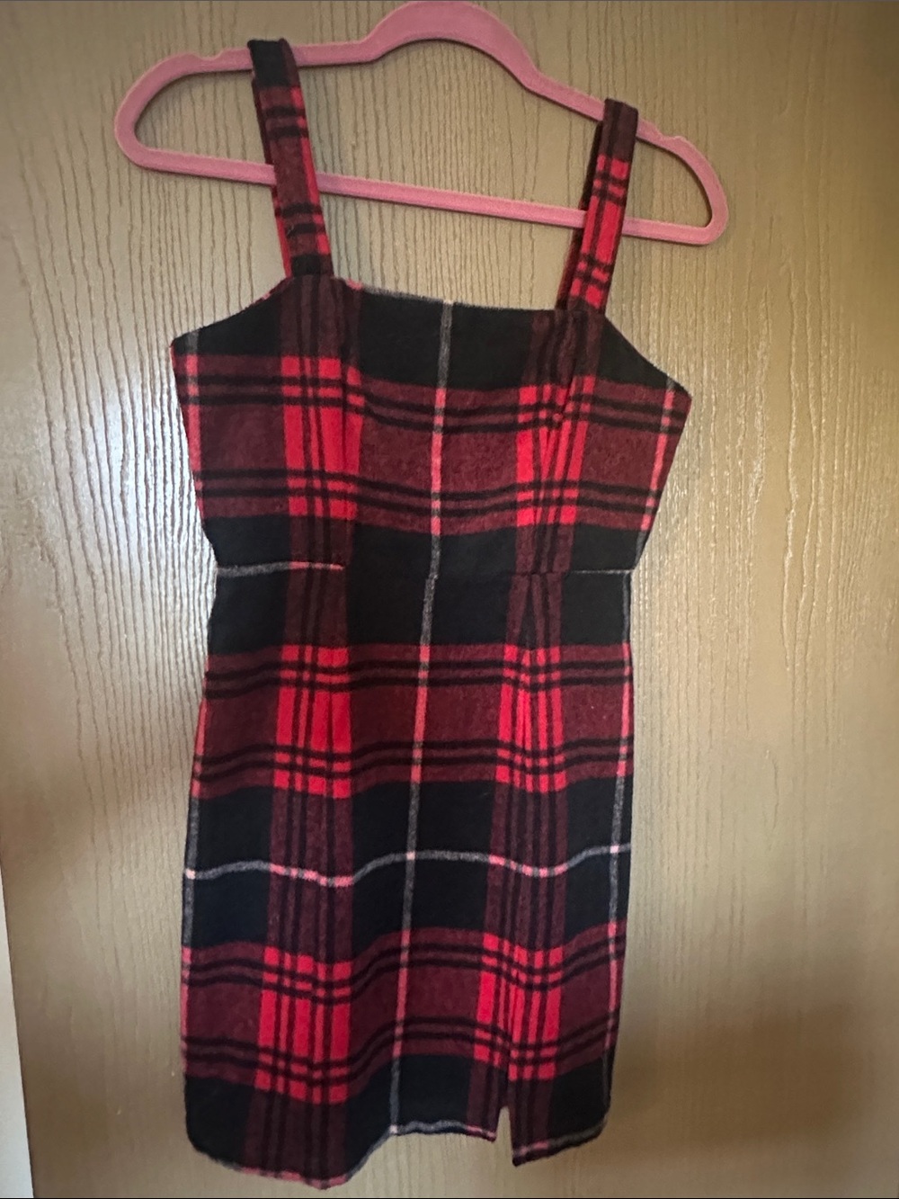 Copper Key Red and Black Plaid Sleeveless Shift Dress
